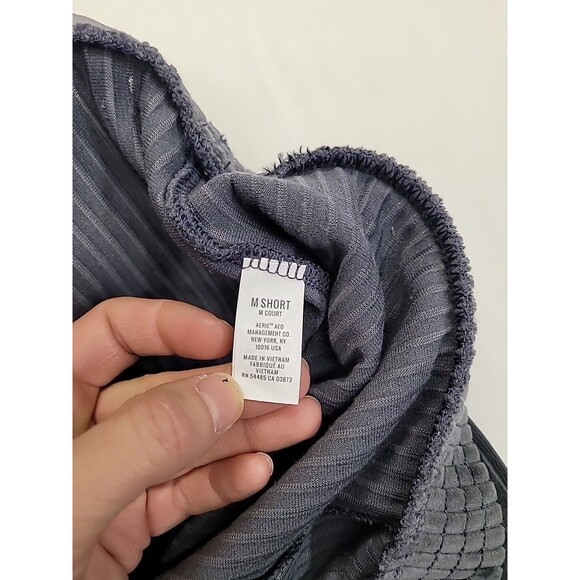 Aerie Juniors Ribbed Pull On Pants Gray Size M Short Flared Cotton Blend - Picture 4 of 9
